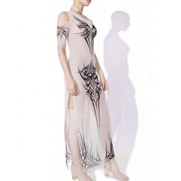 Dolls kill ,Current Mood ,PhenomenonTattoo stretching mesh dress / tunic - Picture 6 of 9